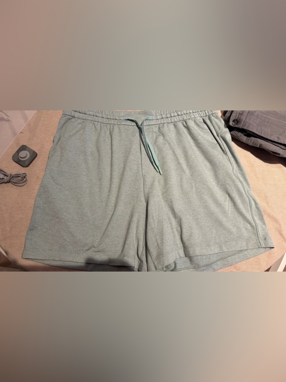 Light Sage Drawstring Athletic Shorts